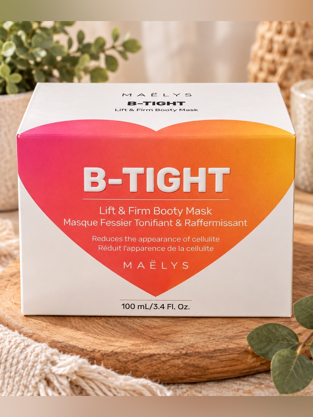 MAËLYS B-TIGHT Lift & Firm Booty Mask — Pink & Orange Heart